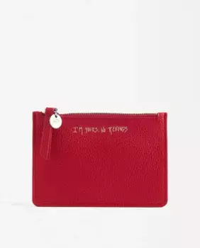 Средний женский кошелек с застежкой-молнией и надписью Parfois, красный