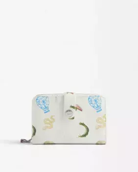 Средний женский кошелек с застежкой-молнией и принтами Parfois, белый