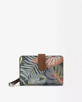 Средний женский кошелек с застежкой на пуговицы и цветочным принтом Parfois, синий