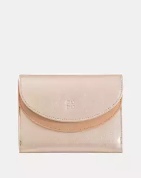 Средний женский кожаный кошелек из металлизированной кожи с двойным клапаном и портмоне для монет Dudu, розовый