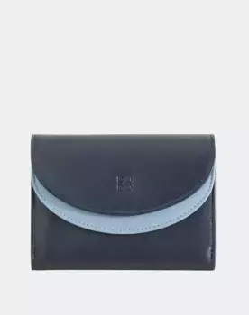 Средний женский кожаный кошелек с двойным клапаном и портмоне для монет Dudu, темно-синий