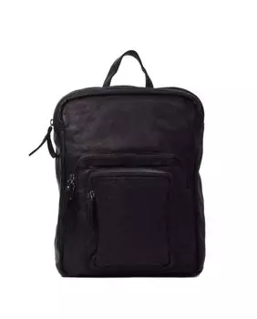 Средний женский рюкзак из стираной кожи черного цвета The Bagging Co, черный