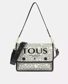 Средняя бежево-черная сумка через плечо Kaos Mini Tous, бежевый