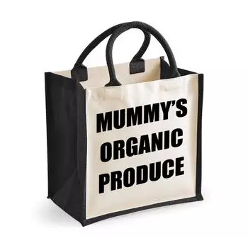 Средняя черная джутовая сумка Mummy's Organic Produce 60 SECOND MAKEOVER, черный