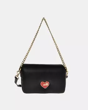 Средняя черная сумка через плечо с клапаном Love Moschino, черный