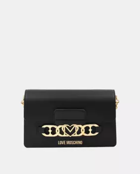 Средняя черная сумка через плечо с клапаном Love Moschino