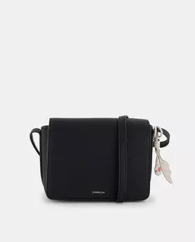 Средняя черная сумка через плечо с клапаном Jo & Mr. Joe, черный