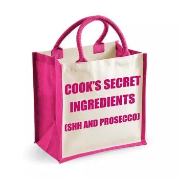 Средняя джутовая сумка Cook's Secret Ingredients (Shh и Prosecco) Розовая сумка 60 SECOND MAKEOVER, розовый