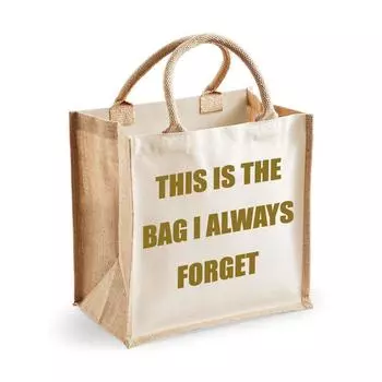 Средняя джутовая сумка. Эту сумку я всегда забываю. Натуральная сумка. Золотая надпись New Mum. 60 SECOND MAKEOVER, золото