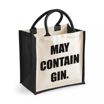 Средняя джутовая сумка может содержать черную сумку с джином 60 SECOND MAKEOVER, черный