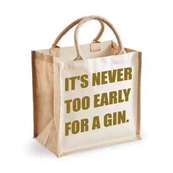 Средняя джутовая сумка Никогда не рано покупать сумку для джина Natural 60 SECOND MAKEOVER, золото