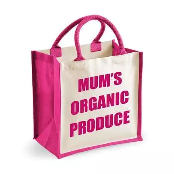 Средняя джутовая сумка Розовая сумка для мамы из органических продуктов для новой мамы 60 SECOND MAKEOVER, розовый