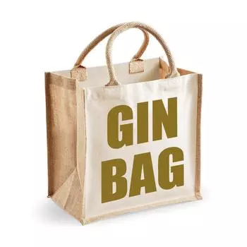 Средняя джутовая сумка Сумка для джина Натуральная сумка с золотым текстом New Mum 60 SECOND MAKEOVER, золото