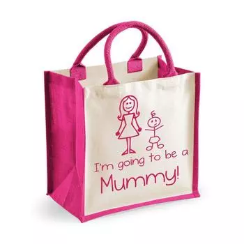 Средняя джутовая сумка «Я собираюсь стать мамой» Розовая сумка «Новая мама» 60 SECOND MAKEOVER, розовый