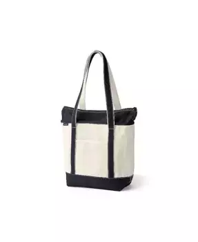 Средняя холщовая сумка-тоут с карманом, верхом на молнии и длинной ручкой Lands' End, белый