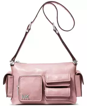 Средняя кожаная наплечная сумка Dakota с карманом Michael Kors, розовый