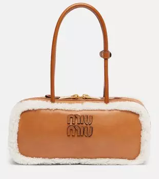 Средняя кожаная сумка Arcadie Miu Miu, Cognac+Naturale