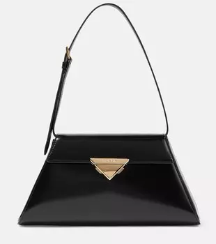 Средняя кожаная сумка через плечо Prada, черный