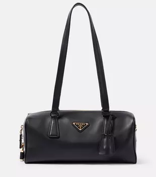 Средняя кожаная сумка через плечо Prada, черный