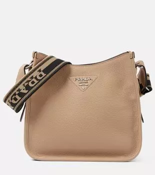 Средняя кожаная сумка через плечо Prada, Sabbia N