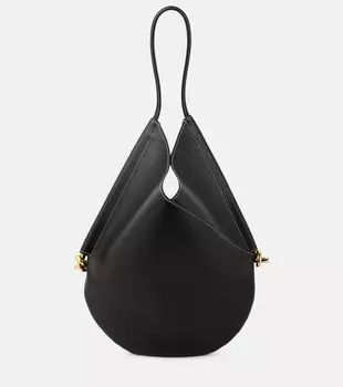 Средняя кожаная сумка через плечо Solstice Bottega Veneta, черный