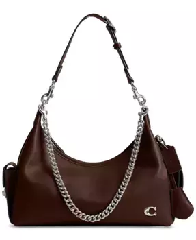 Средняя кожаная сумка Juliet с карманом 30 COACH, коричневый