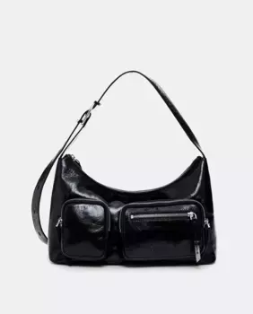 Средняя кожаная сумка с карманами Desigual, черный