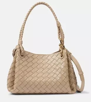 Средняя кожаная сумка-торба Parachute Bottega Veneta, Ecru-Muse Brass