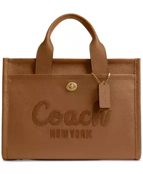 Средняя кожаная сумка-тоут Bubble с карманами COACH, коричневый