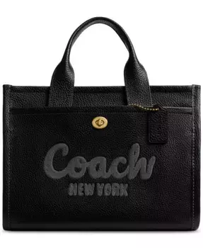 Средняя кожаная сумка-тоут Bubble с карманами COACH, черный