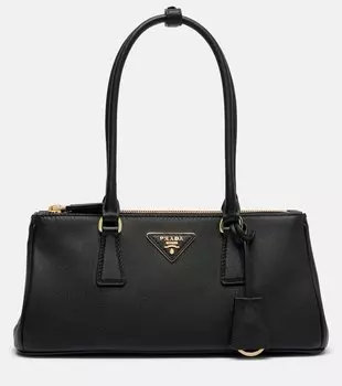 Средняя кожаная сумка-тоут Galleria Prada, черный