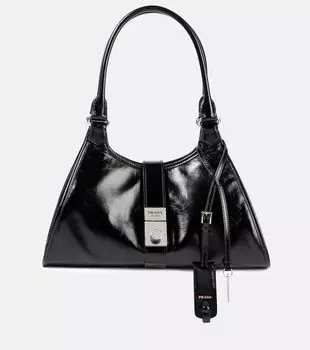 Средняя кожаная сумка-тоут Prada, черный