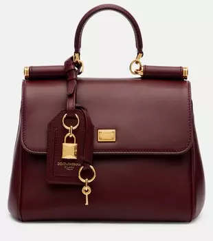 Средняя кожаная сумка-тоут Sicily Dolce&Gabbana, Bordeaux