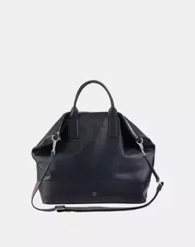 Средняя многопозиционная кожаная сумочка на молнии Dudu, тёмно-синий