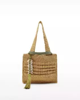 Средняя многопозиционная сумка-тоут с эффектом рафии со съемной подвеской, однотонная Parfois, коричневый