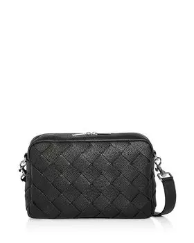 Средняя переплетенная кожаная сумка через плечо Intrecciato Bottega Veneta, зеленый