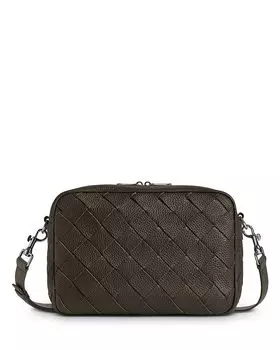 Средняя переплетенная кожаная сумка через плечо Intrecciato Bottega Veneta, зеленый