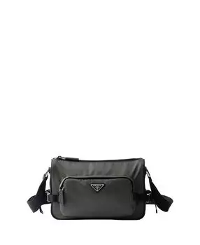 Средняя плечевая сумка из переработанного нейлона и кожи Saffiano Prada, зеленый