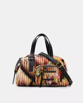 Средняя разноцветная холщовая сумка для боулинга на молнии Desigual, мультиколор