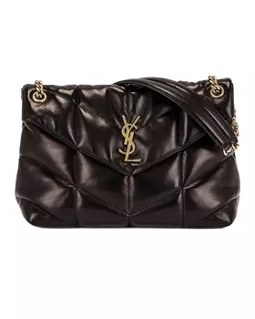 Средняя сумка-цепочка из пуховой ткани Saint Laurent, цвет Nero