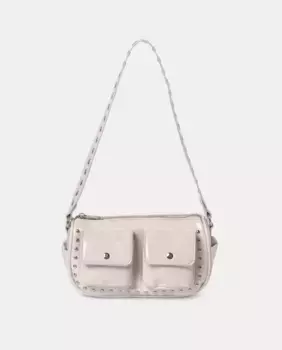 Средняя сумка через плечо цвета экрю с передними карманами Brownie