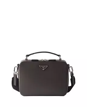 Средняя сумка из шагреневой кожи Brique Prada, серый