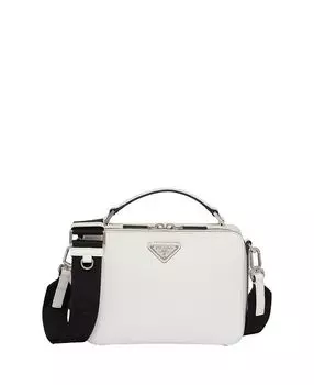 Средняя сумка из шагреневой кожи Brique Prada, белый