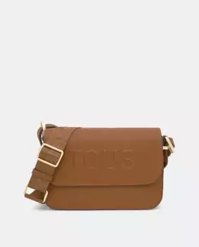 Средняя сумка-кроссбоди с магнитной кнопкой и клапаном Tous, коричневый