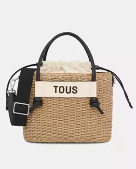 Средняя сумка-шоппер Scoubidou натурального и черного цветов Tous, мультиколор