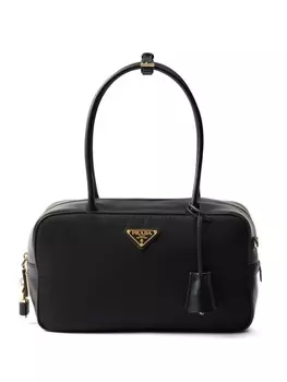 Средняя сумка-тоут Prada из нейлона и кожи, черный