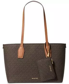 Средняя сумка-тоут с логотипом Charlie и небольшим чехлом на молнии Michael Kors, бежевый