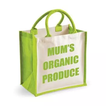 Средняя зеленая джутовая сумка Органические продукты для мамы 60 SECOND MAKEOVER, зеленый