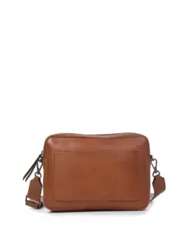 Средняя женская сумка через плечо из стираной коньячной кожи The Bagging Co, светло-коричневый