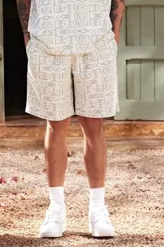 Средственные шорты из жаккарда aztec Boohoo, зеленый
